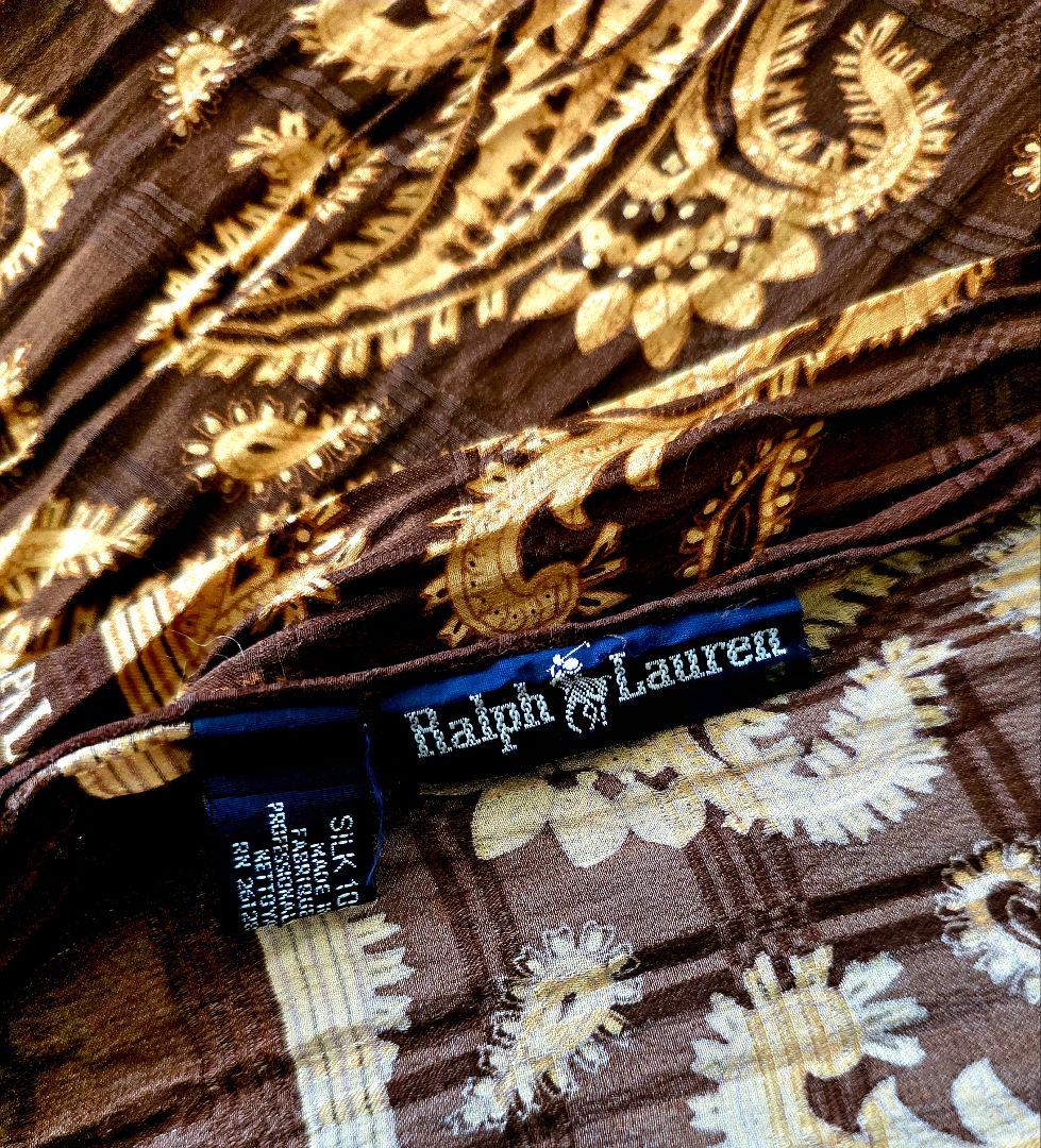 美品 Ralph Lauren シルクーストール 豪華なフェイズリー柄