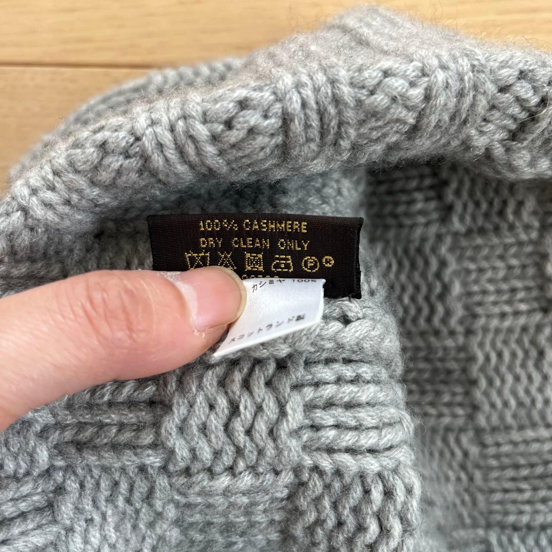 Louis Vuitton ダミエ ニット帽 カシミア100％ 正規品 グレー