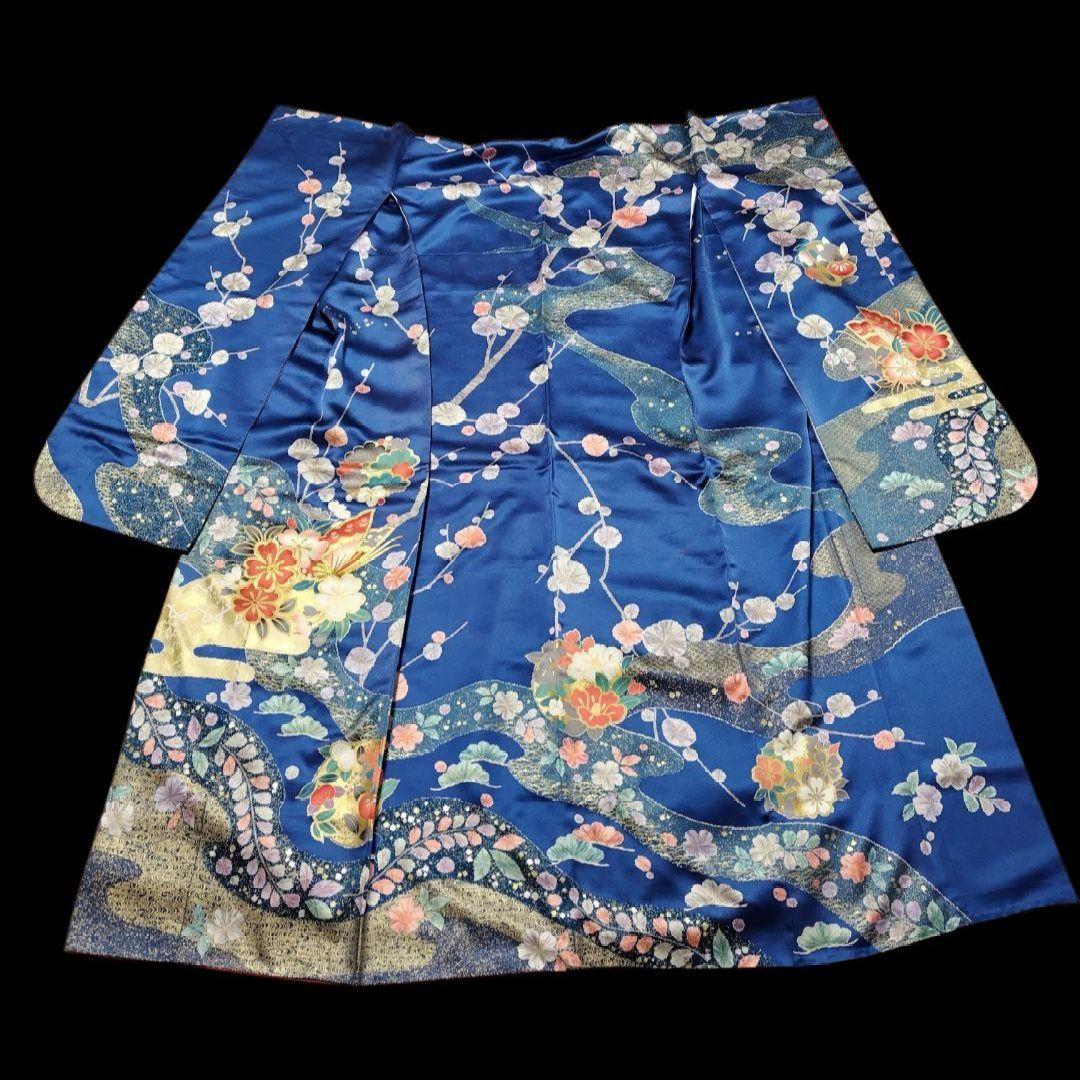 SALE中☆振袖フルセット(6点)成人式・金銀彩加工・金駒刺繍・たたき染め・舞蝶