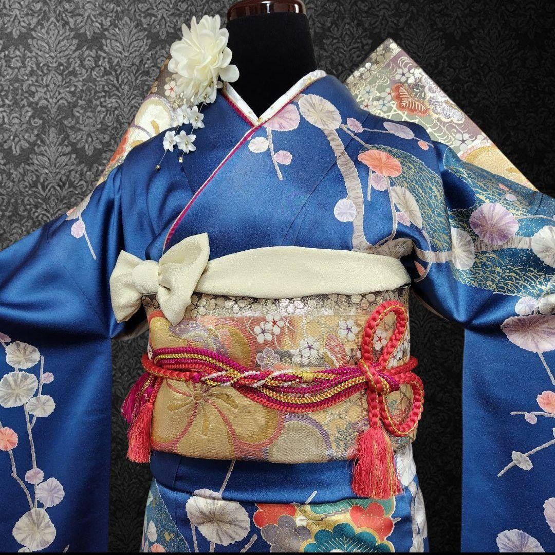 SALE中☆振袖フルセット(6点)成人式・金銀彩加工・金駒刺繍・たたき染め・舞蝶
