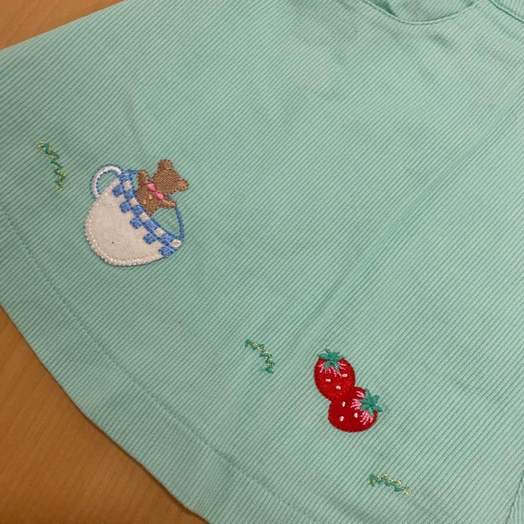 ☆ 稀少 ☆メゾピアノのセットうさぎちゃん柄グリーンワンピースシャツ半袖ブラウス