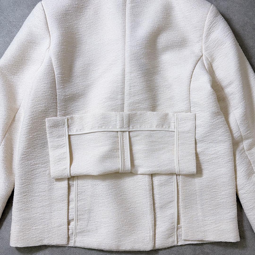 美品 COHINA スリットスリーブツイードジャケット オフホワイト