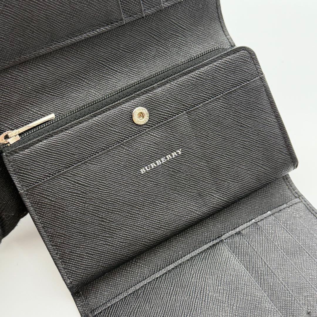 BURBERRY バーバリー　折り財布　エンボス　サフィアーノレザー　ブラック