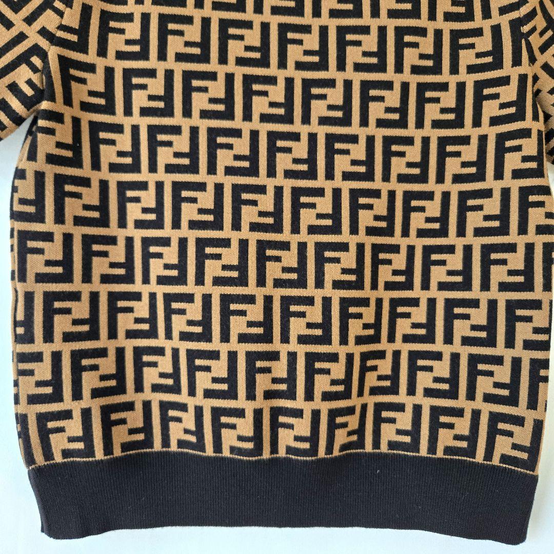 【極美品】FENDI フェンディ ズッカ柄 半袖ニット 38 ロゴ