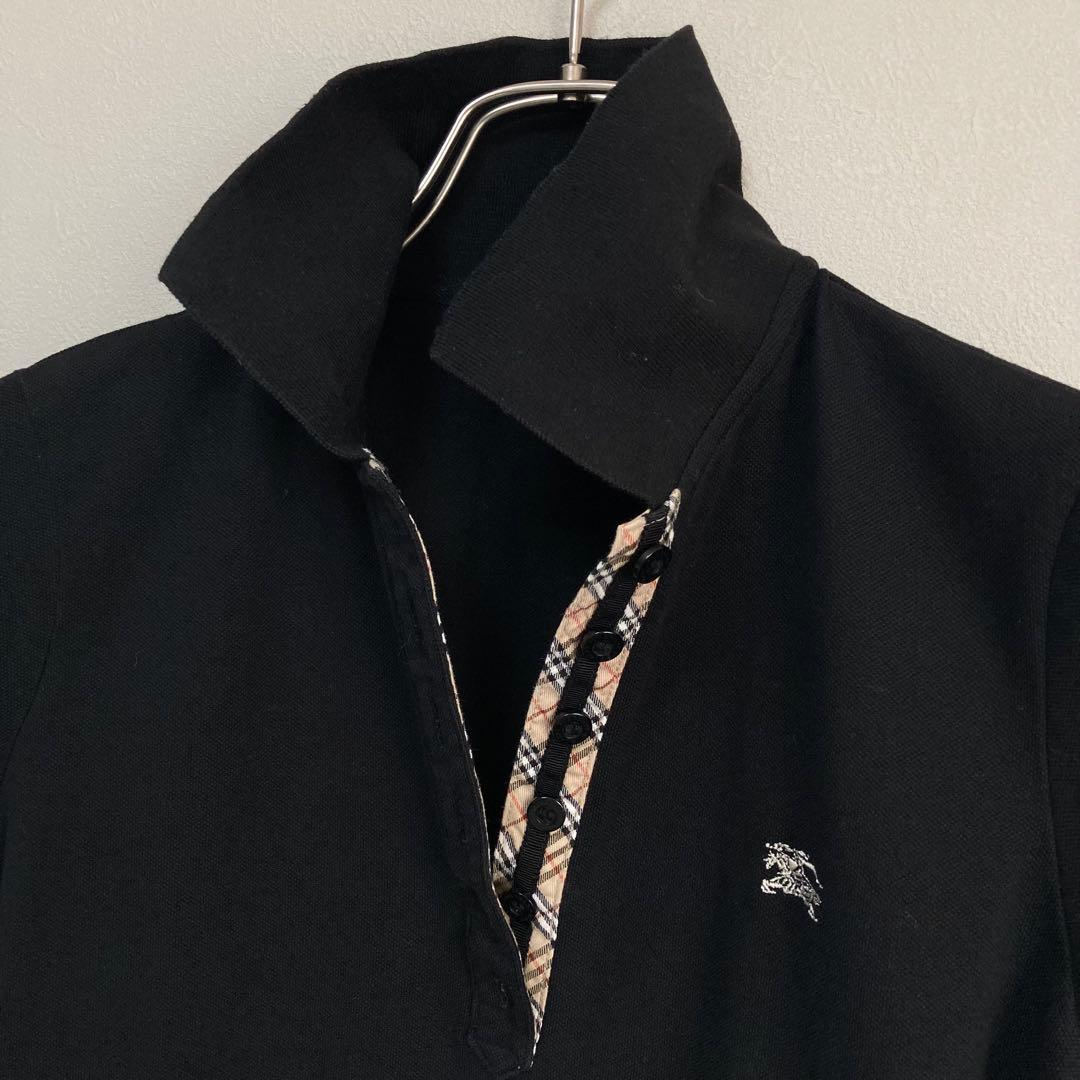 BURBERRYバーバリー ブルーレーベル ポロシャツ 襟付き38 黒 ブラック