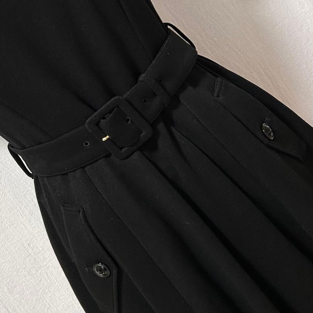 美品 ブルーレーベル クレストブリッジ ワンピース 袖リボン ひざ丈 黒 半袖