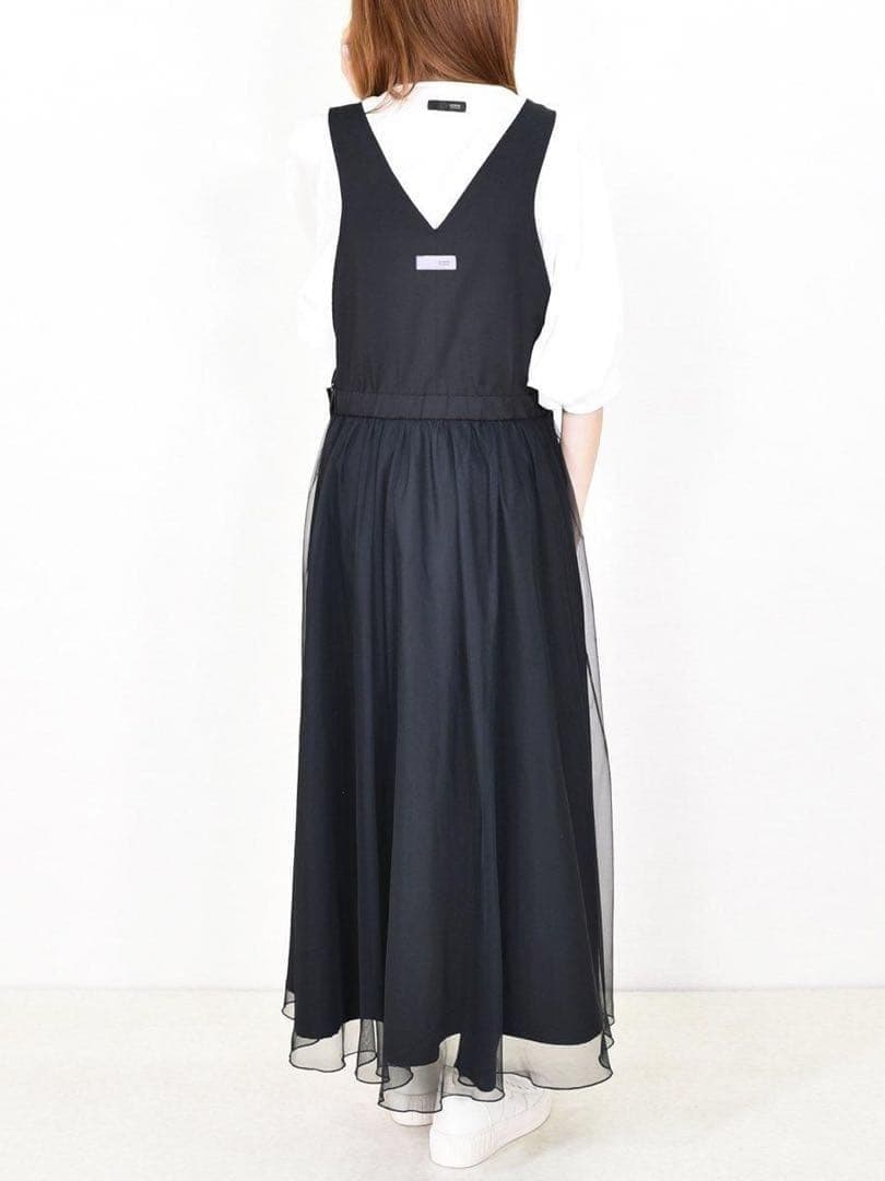 春ワンピ　ayane ジャンパースカート　チュールデザイン　サイズ38