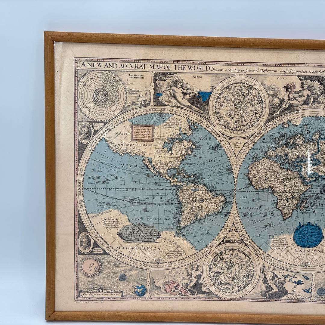1627年 世界地図 古地図 ポスター 額 Rand MqNally