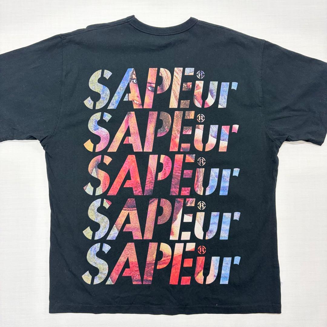 SAPEur サプール ロッドマン Tシャツ 背面5連ロゴ 黒