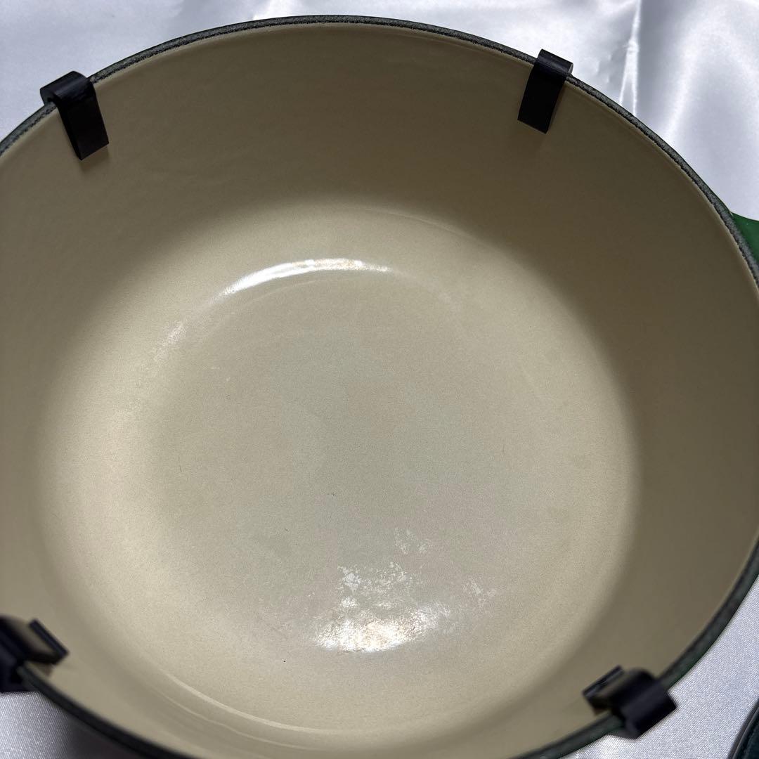 ルクルーゼ　ココットロンド　20cm モスグリーン クリーナー セット