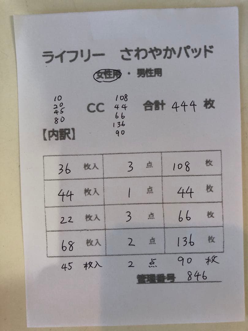 846ライフリーさわやかパッド【4種】合計444枚11点セット