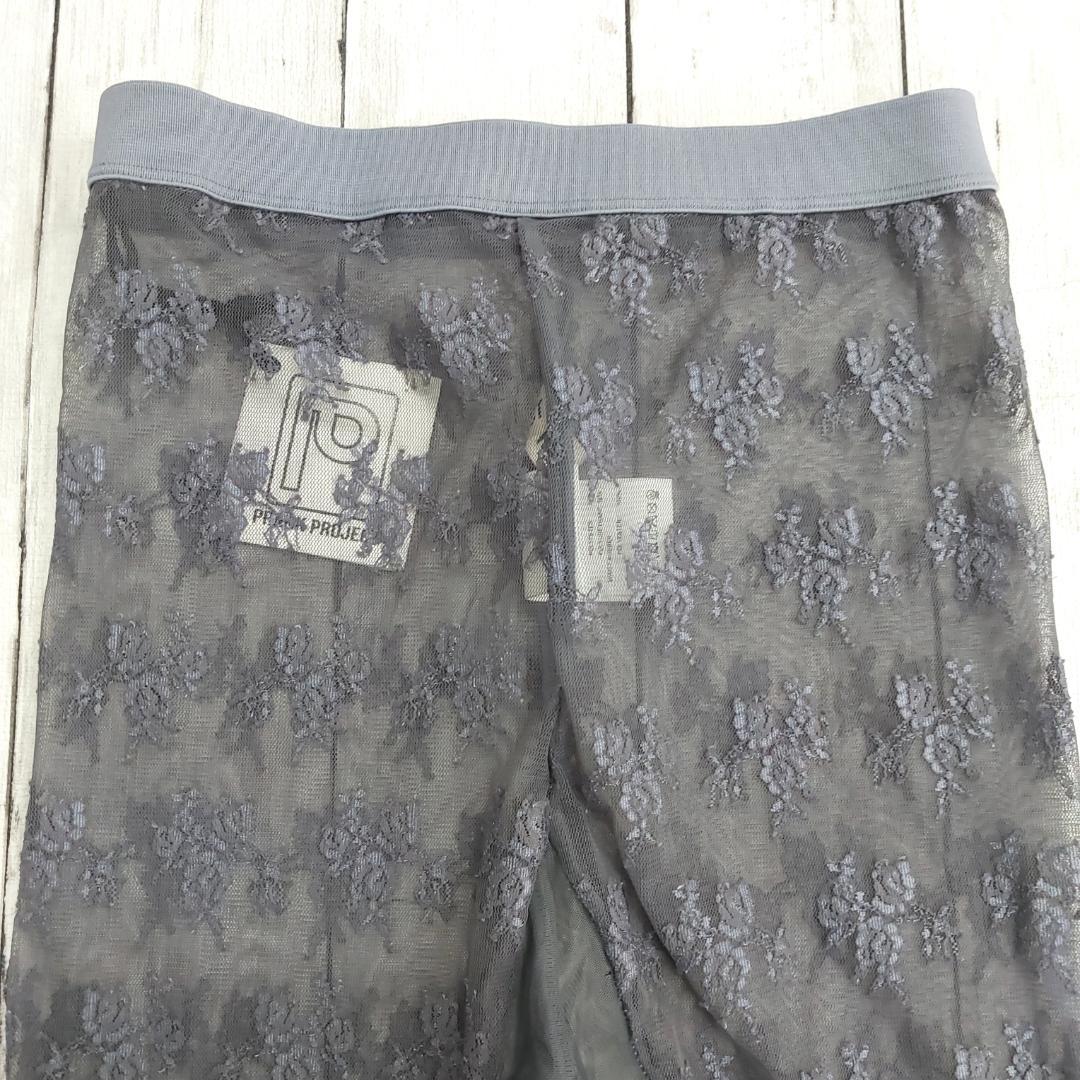 新品【 PRANK PROJECT 】フラワーモチーフレースタイツ グレー S