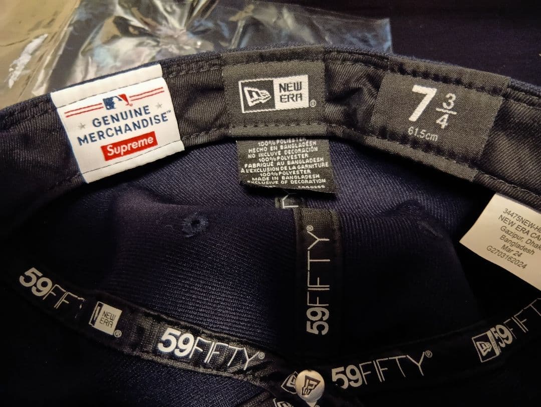 Supreme ネイビー ベースボールキャップ 7 3/4　NEW ERA