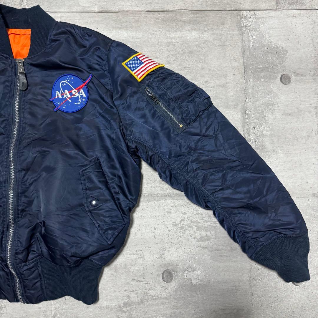 00s ALPHA INDUSTRIES ネイビー MA-1 NASA M 紺色