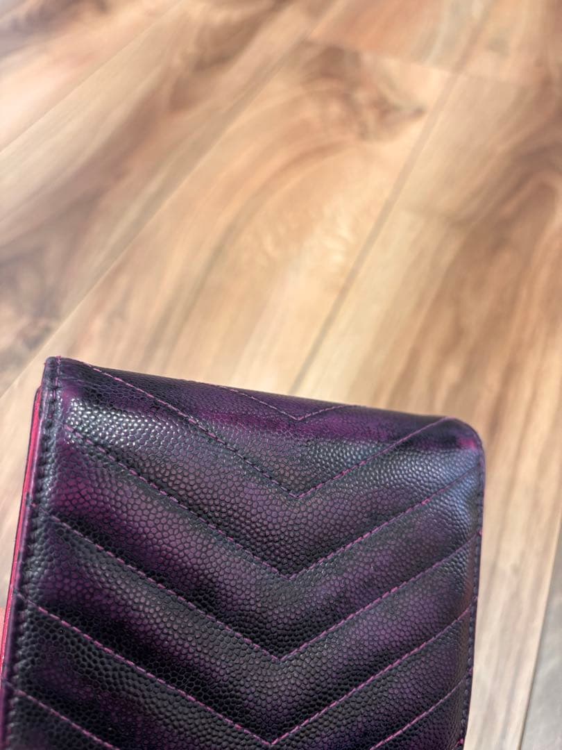 YSL ブラック 三つ折り財布 キルティング