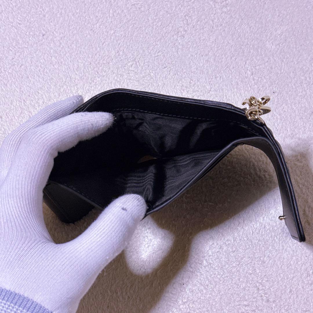 付属品完備【未使用】ディオール ロータス ウォレット 黒 ラムスキン チャーム