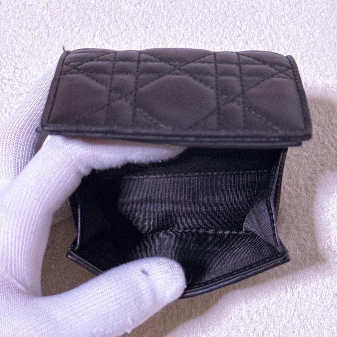 付属品完備【未使用】ディオール ロータス ウォレット 黒 ラムスキン チャーム