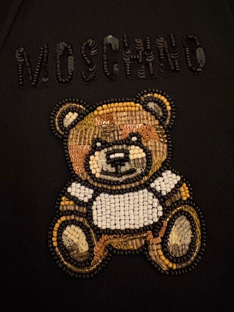 ⭐︎MOSCHINO⭐︎ テディベア刺繍 ブラックカーディガン