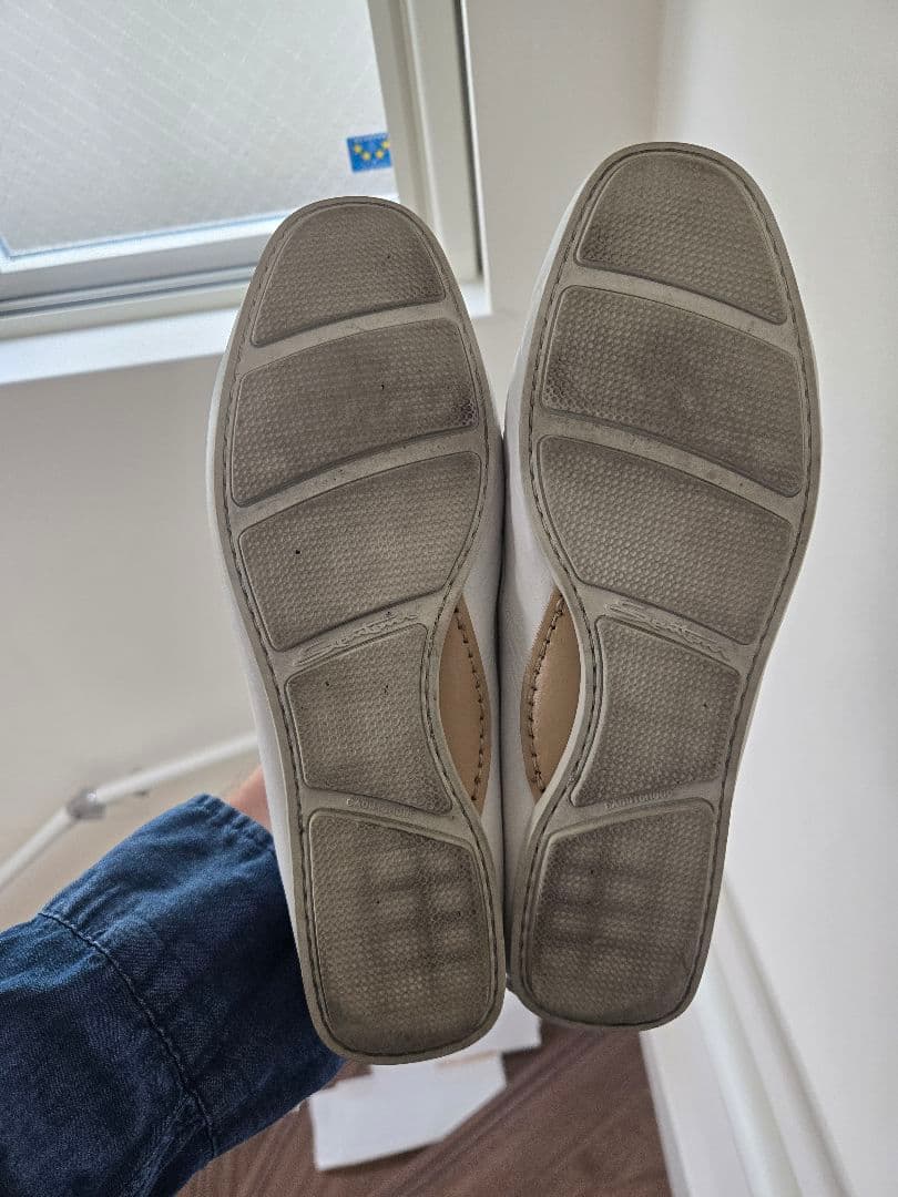Santoni 26.5cm サントーニのホワイトレザーデッキシューズ