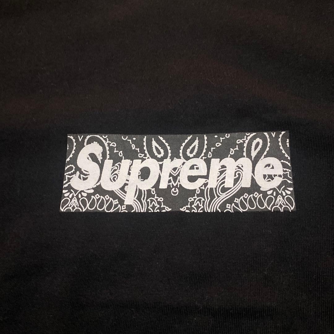 Supreme ペイズリー 柄ロゴ Tシャツ M ブラック