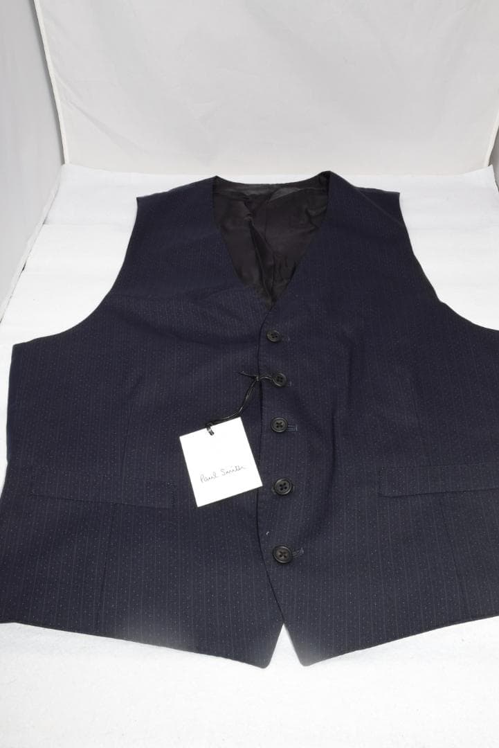 新品☆Paul Smith ストライプ ベスト☆紺色☆L2サイズ☆裏地黒