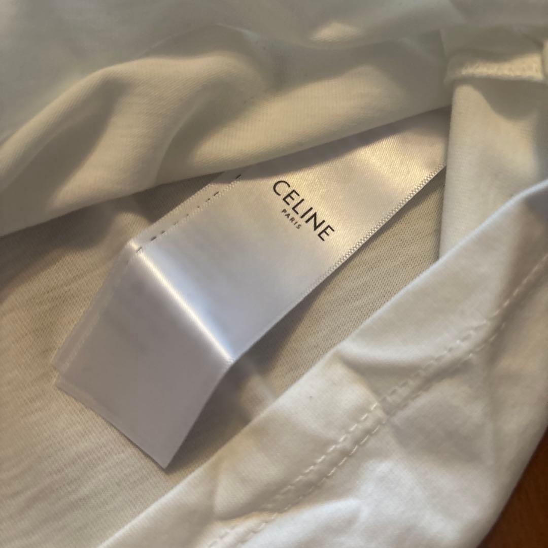 CELINE ロゴ Tシャツ ホワイト/ネイビー