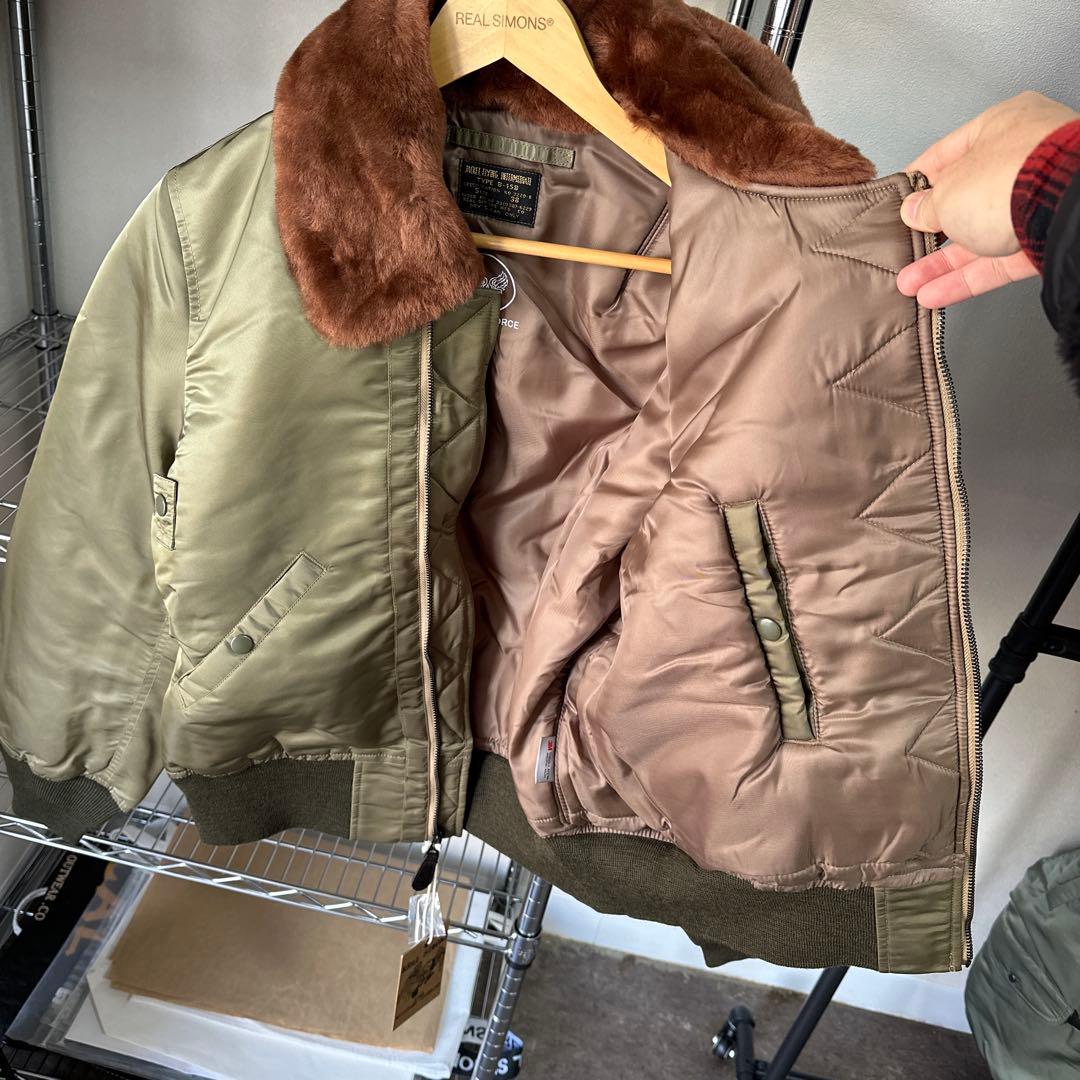サイズ38M希少 B-15B 初期型 復刻 MA-1 no.3220規格 馬革