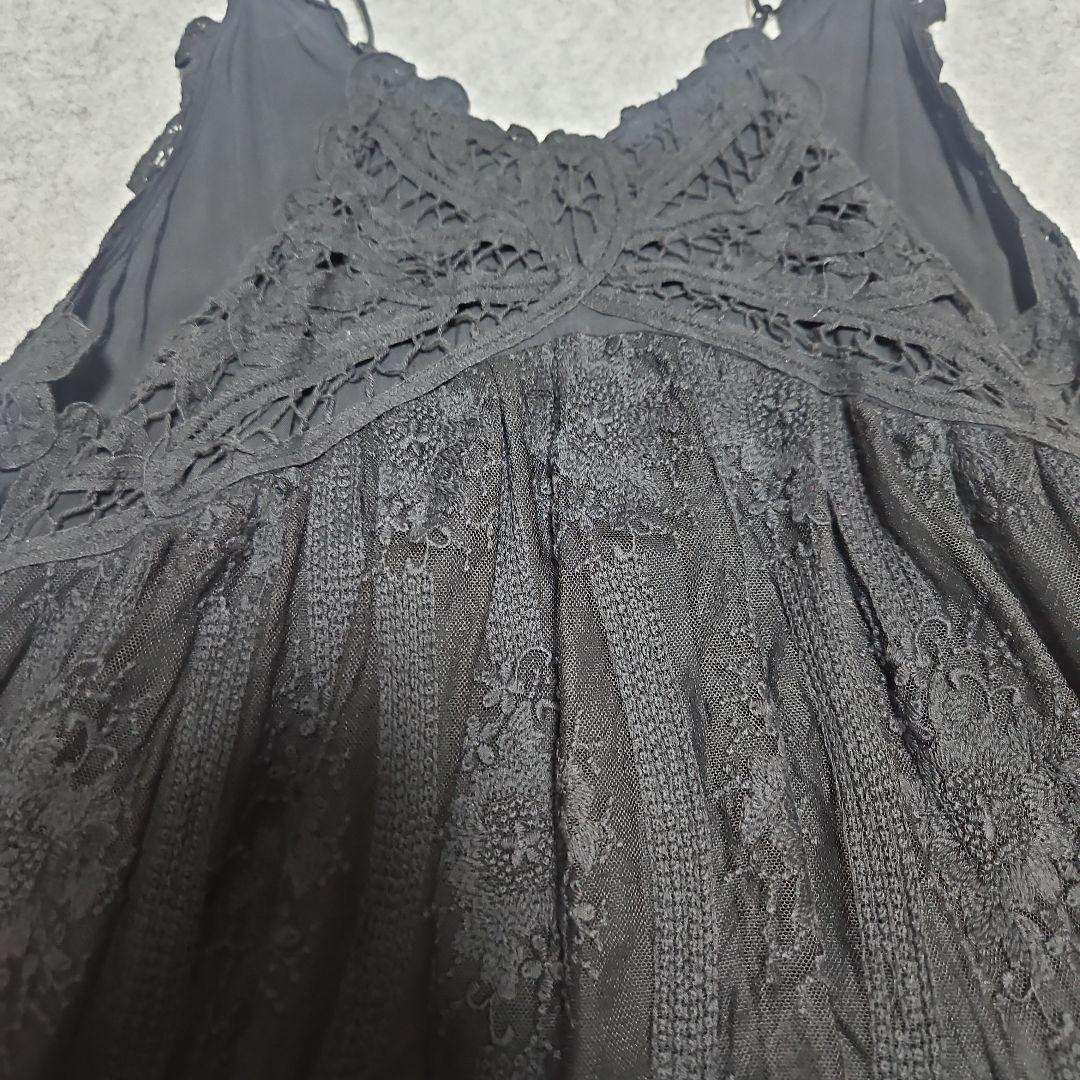【美品】IENAイエナ　アンティークチュールバテンキャミ　ブラック