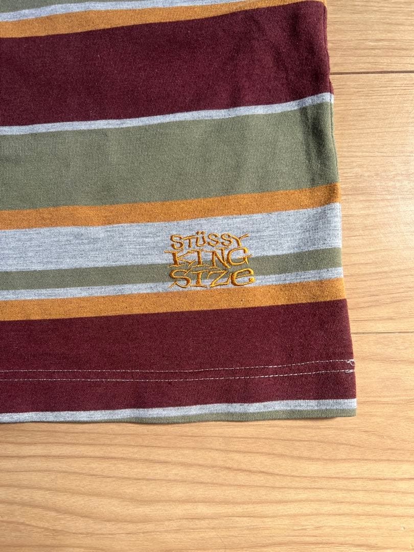 Stüssy ボーダーTシャツ XL 刺繍ロゴ KING SIZE