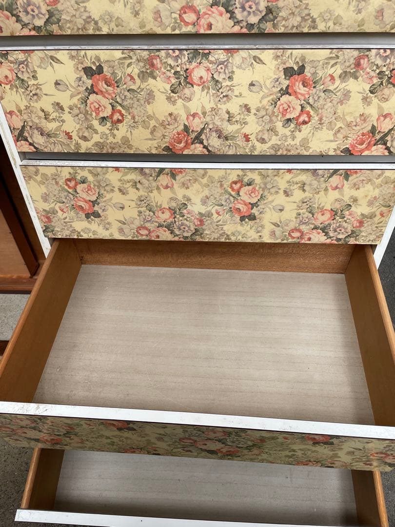 アンティーク家具　花柄のチェスト　タンス　花柄 5段 レトロポップ　当時物