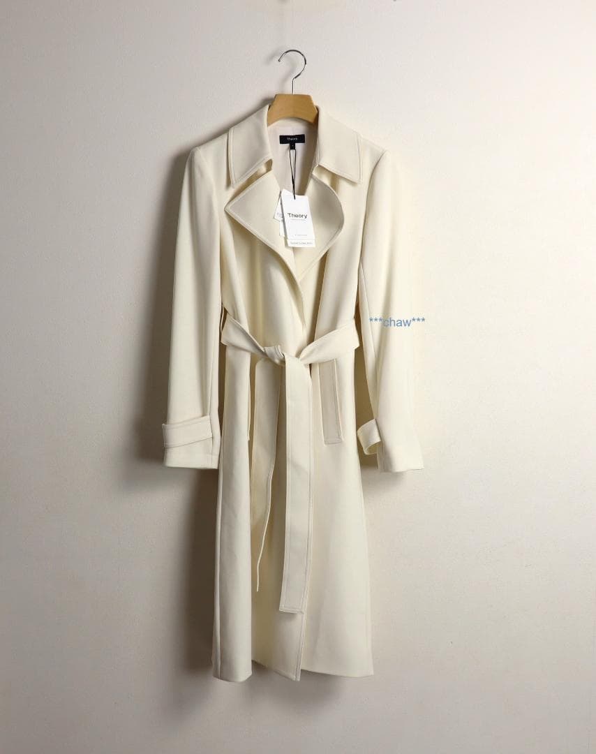 Theory 23SS Admiral Crepe トレンチ コート 白 P
