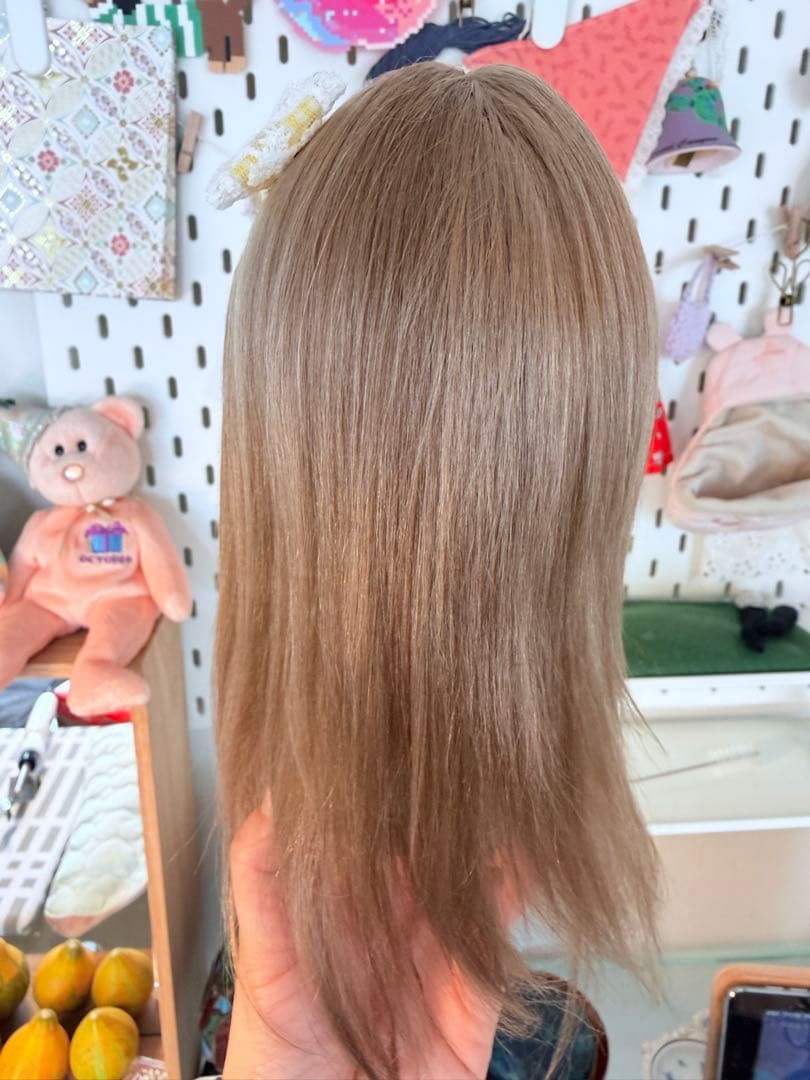 作家様製 モヘアウィッグ ブライス用 ナチュラルブラウン ＋アイチップおまけ