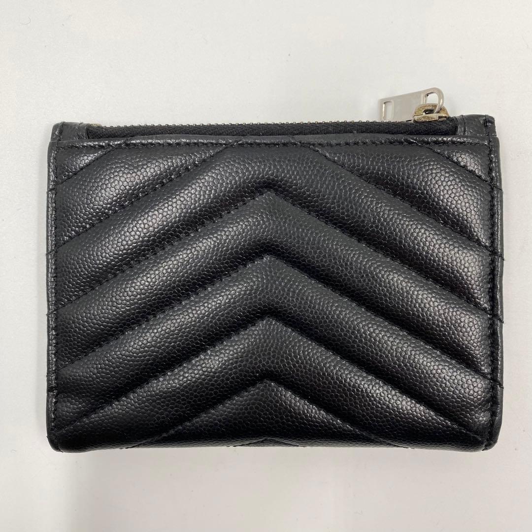 SAINT LAURENT 二つ折り財布　レザー　ブラック VSLロゴ
