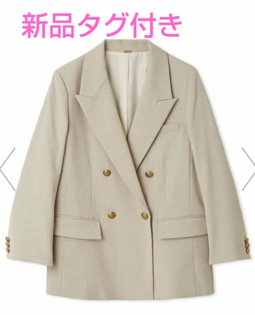 ミラオーウェン 金釦ダブルブレストブレザー グレーベージュ