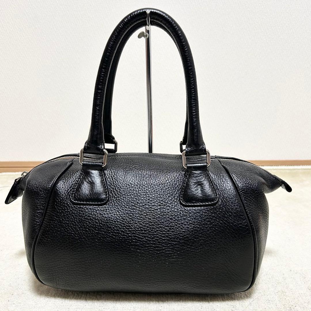 極美品　ヒロフ　HIROFU ミニボストンバッグ　黒　オールレザー　シボ革