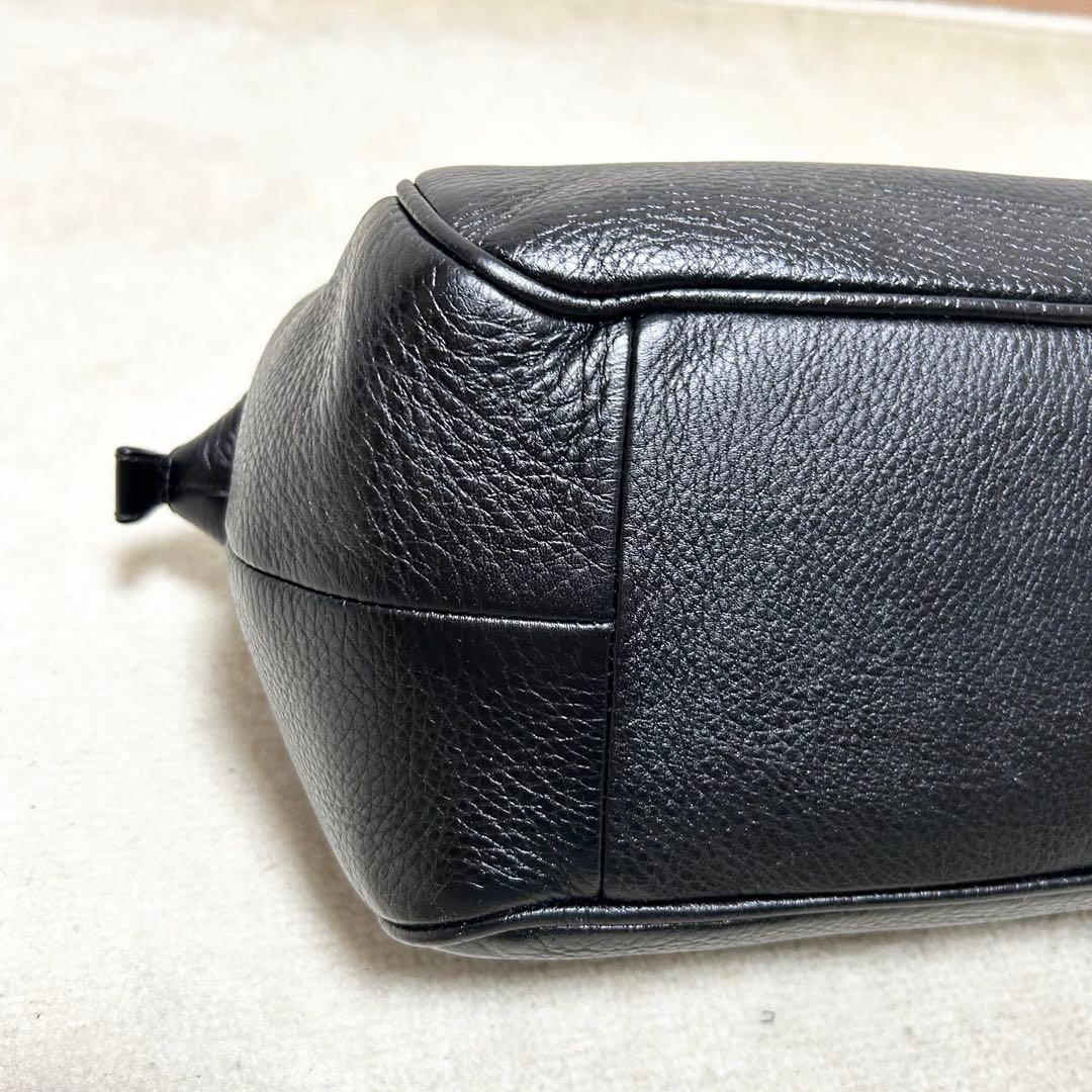 極美品　ヒロフ　HIROFU ミニボストンバッグ　黒　オールレザー　シボ革