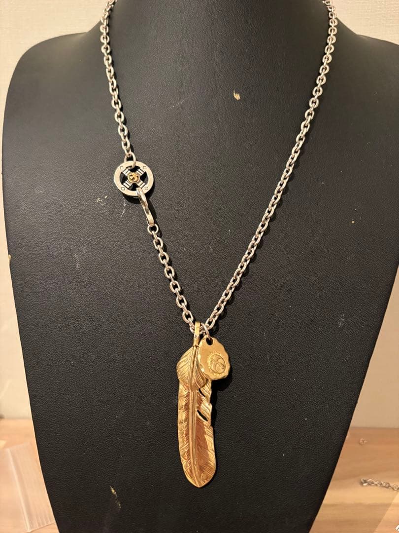 全金フェザーネックレス