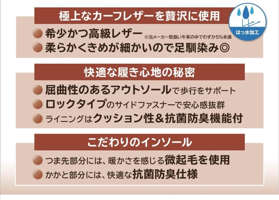 【未使用】マイレ　牛革　撥水極上カーフレザーブーツ　23.5cm　日本製