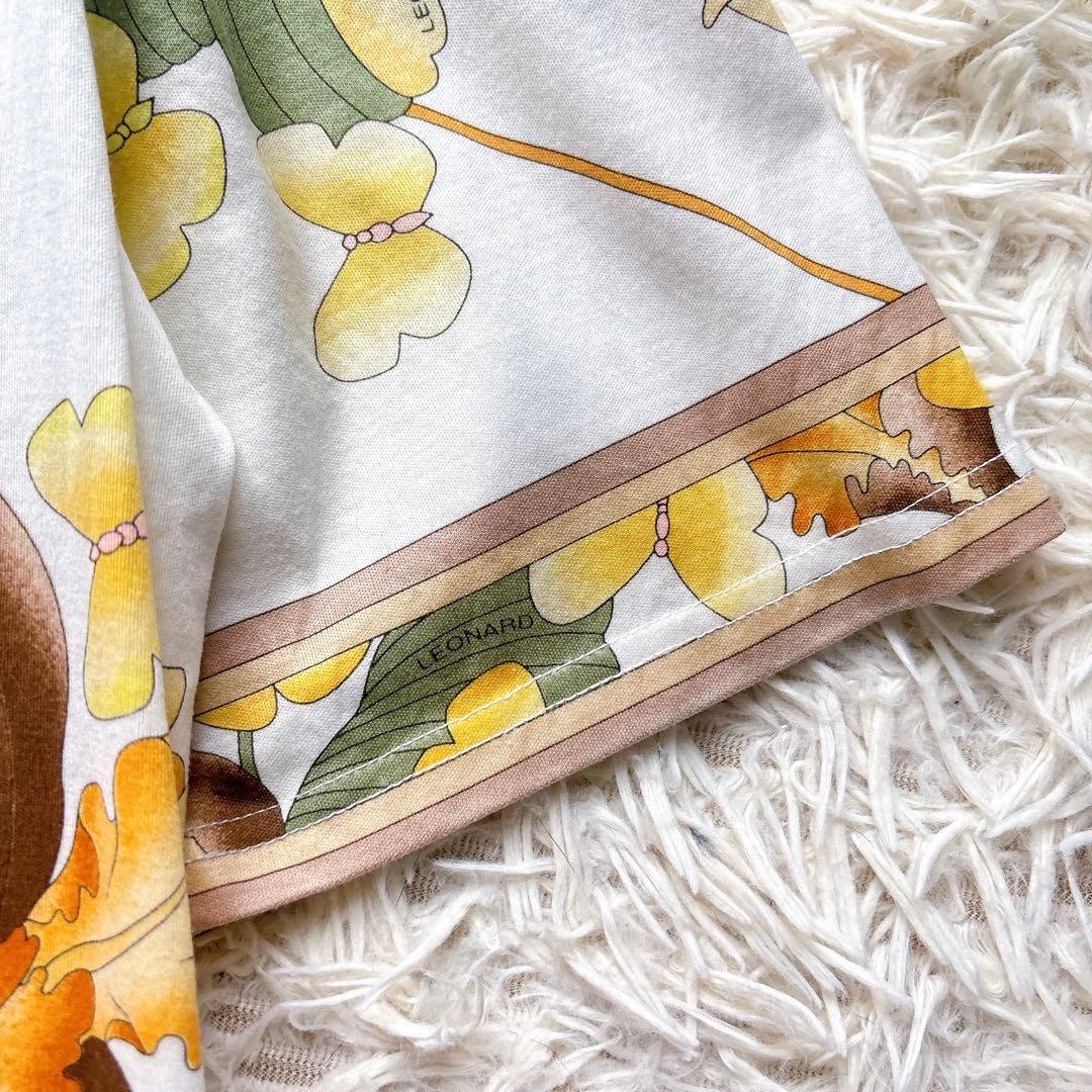 極美品✨レオナール 半袖カットソー トップス シャツ 花柄 トリム LL
