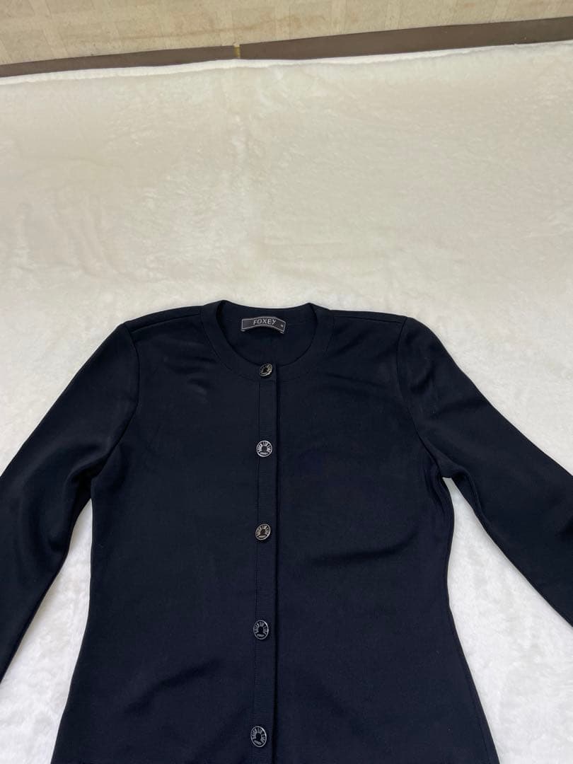 美品　FOXEY ブラック　 長袖カーディガン　ニット　40