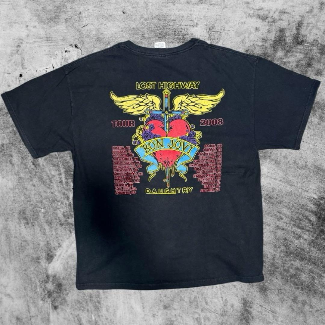 【ゆいぴー】USA製 BONJOVI 2008ツアー バンド Tシャツ