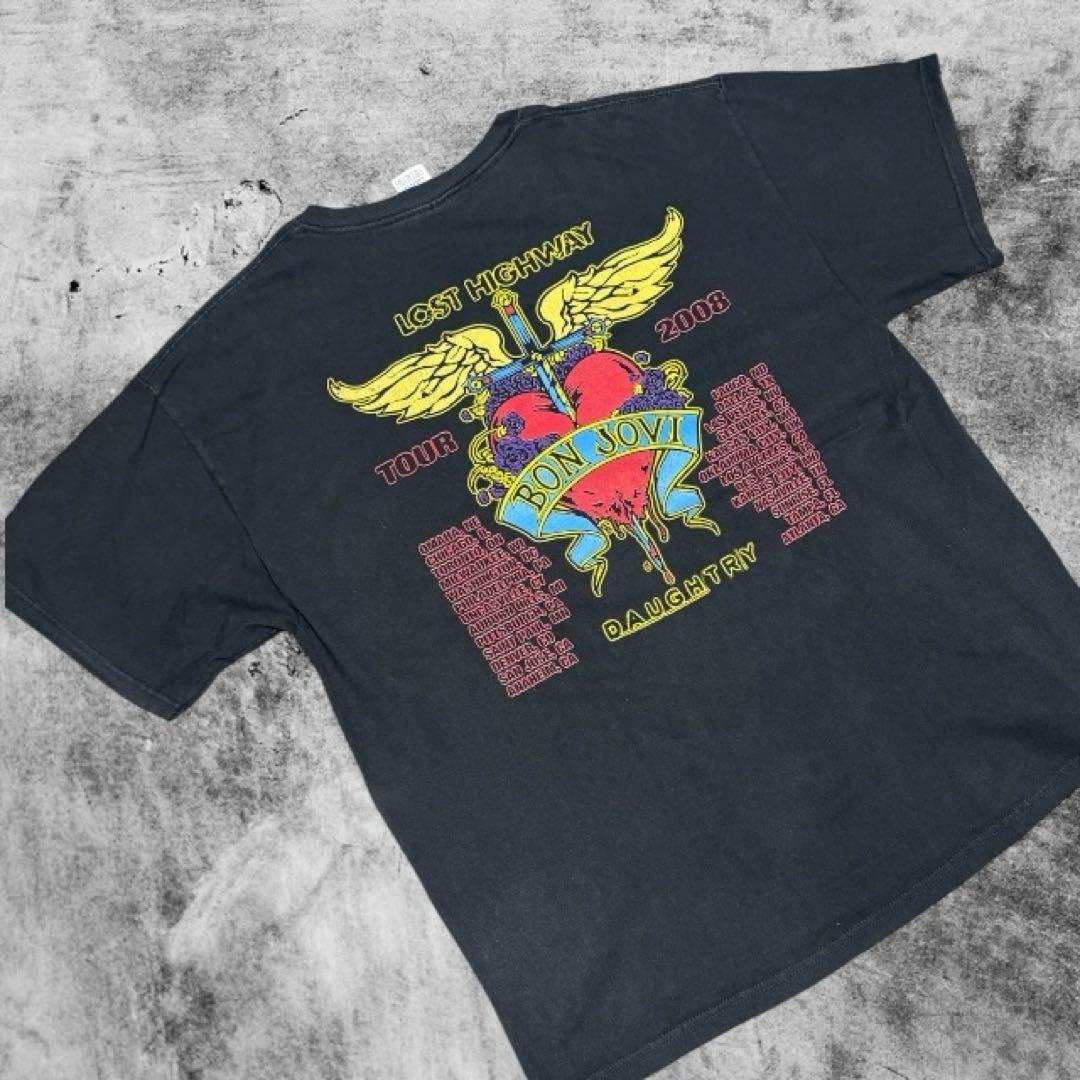 【ゆいぴー】USA製 BONJOVI 2008ツアー バンド Tシャツ