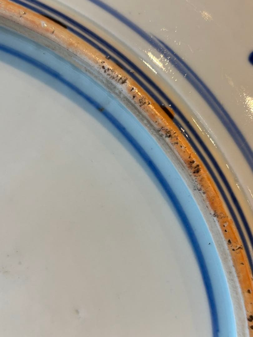 大人気　45.5cm 有田焼　古伊万里　江戸後期　大皿手描き　飾皿　色絵皿　大皿