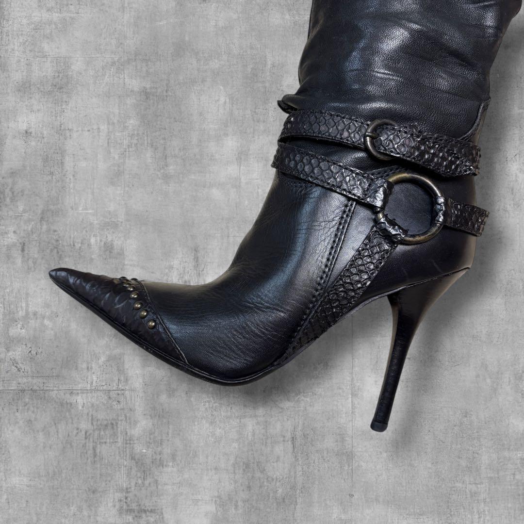 靴 00s y2k archive leather longboots NANA
