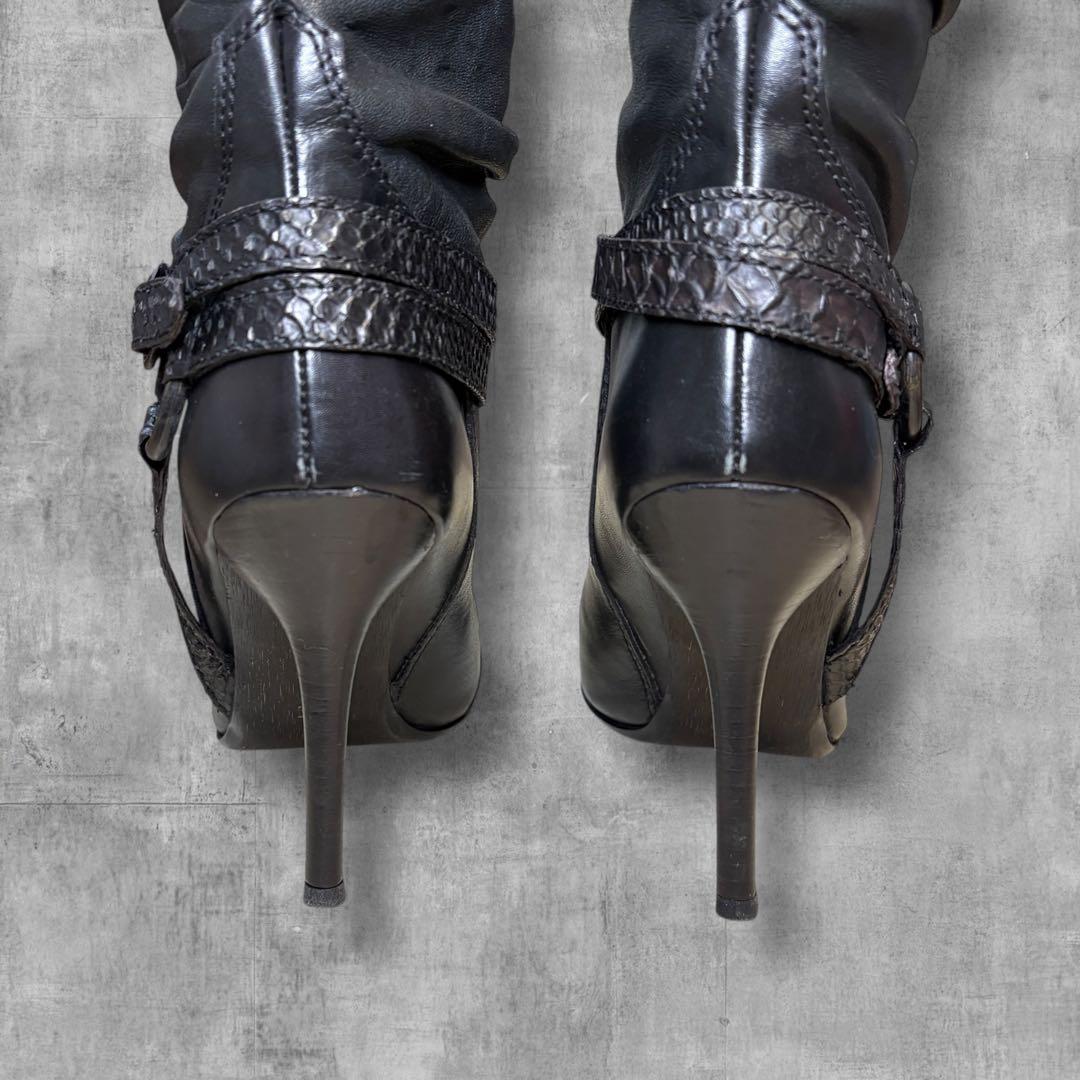 靴 00s y2k archive leather longboots NANA