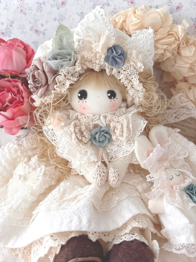 カントリードール♡ハンドメイド♡お人形♡アイボリー♡