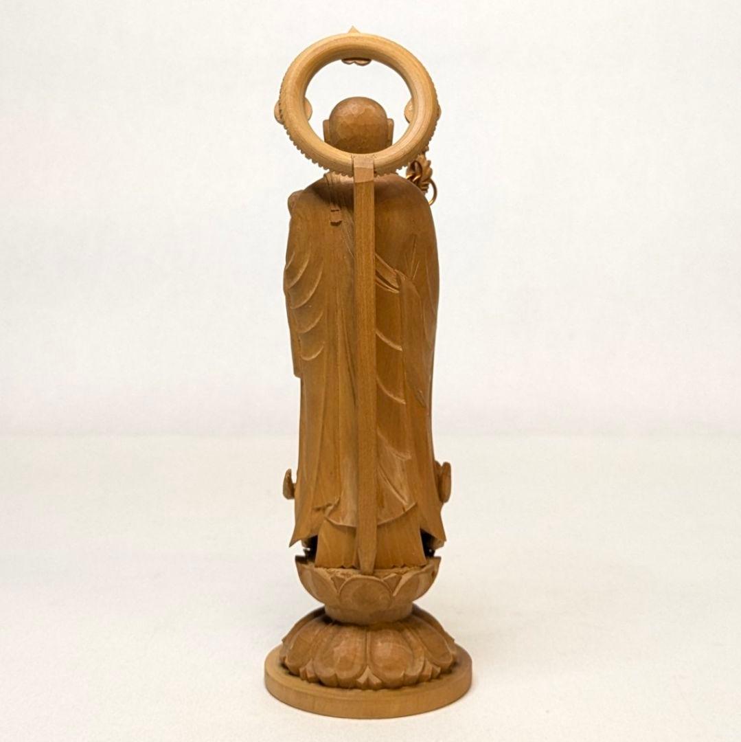 【セール・新品】 子安地蔵菩薩　木地彫り　総高さ約18.5㎝ 　水子地蔵