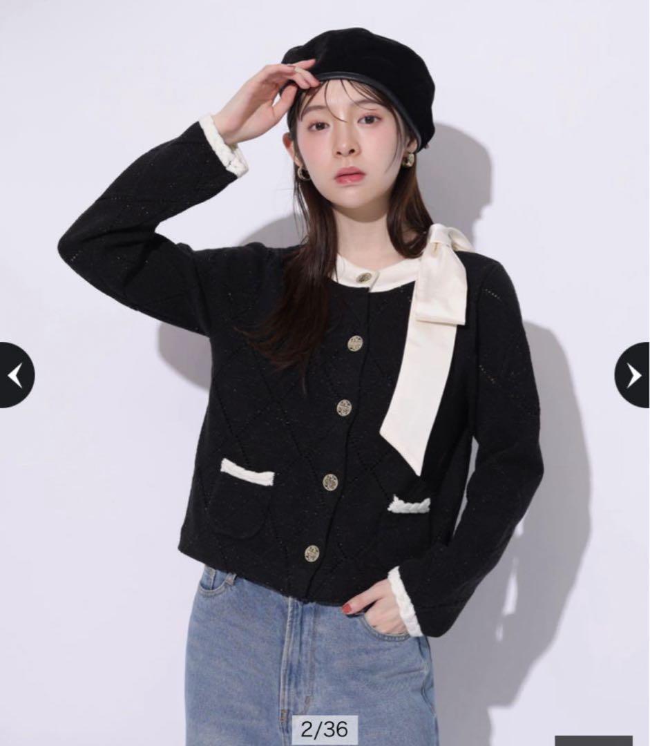 MARIEBELLEコラボ Ribbon Knit Jacket