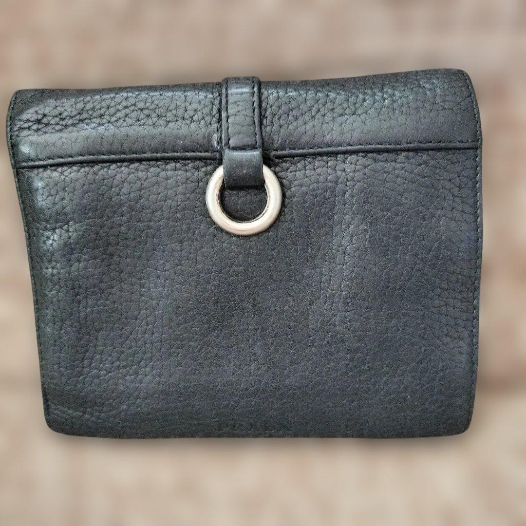 PRADA ヴィッテロダイノ レザー製 二つ折り財布 黒