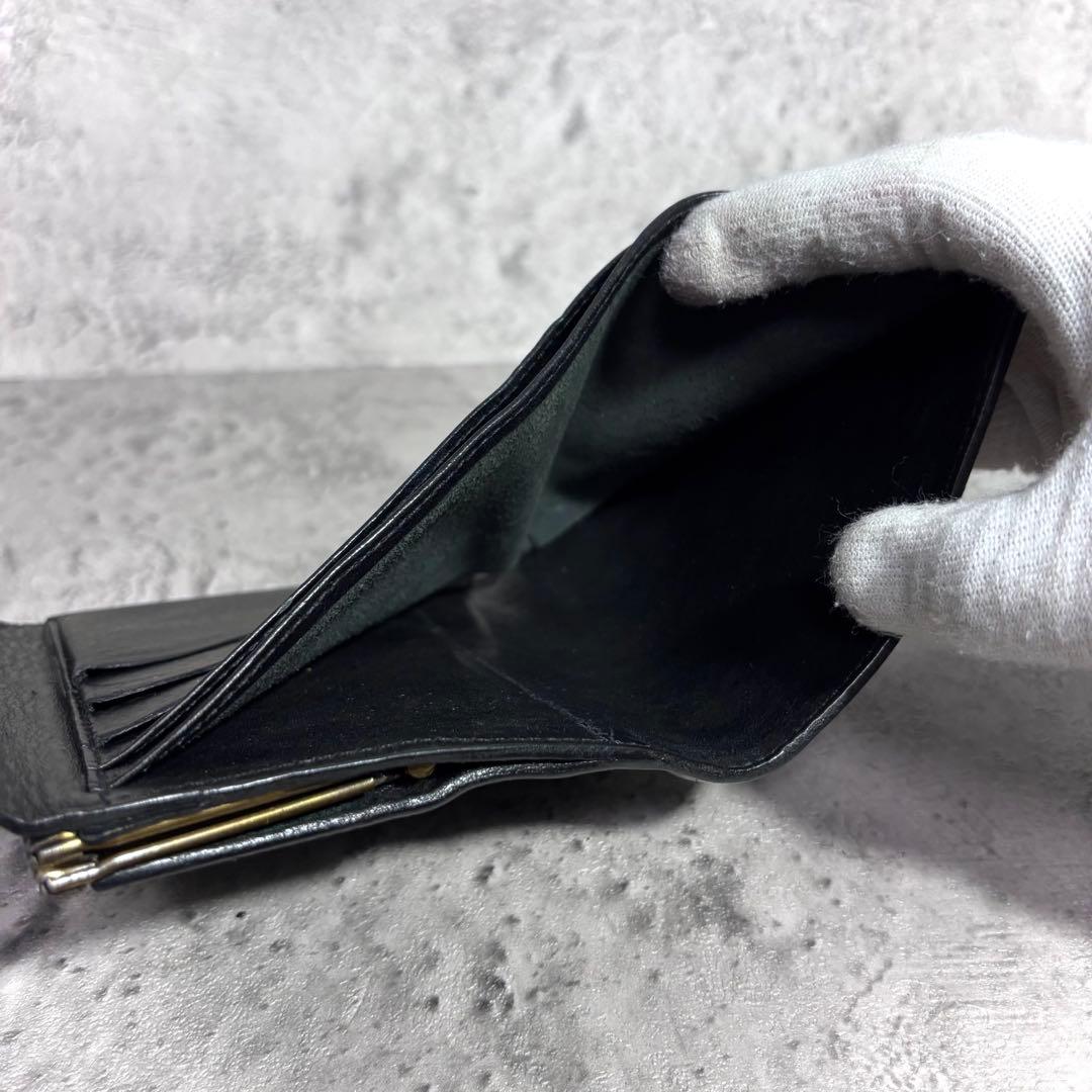 【kio！】イルビゾンテ がま口ミニ財布 ミニウォレット 黒 レザー 本革